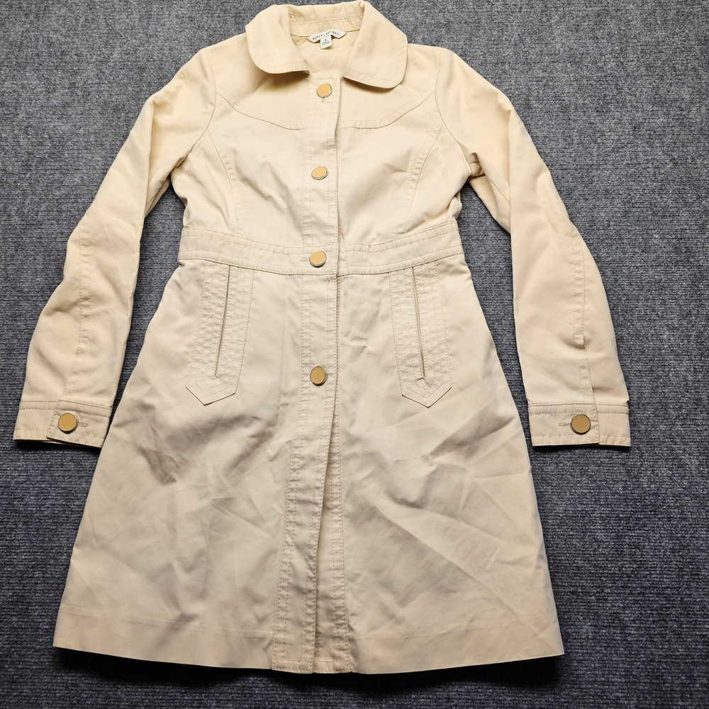 Banana Republic Womens Khaki Tan Button Front Trench Coat Jacket Size 2